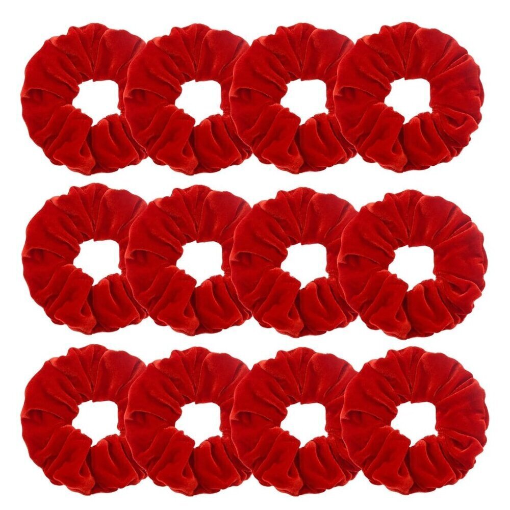 Large Velvet Scrunchies 12 Pcs for Thick Long Hair Women Girls Hair Ties Red